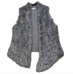 CAbi Gray Faux Fur Sweater Vest‎ Size M